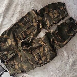 Camo Cargos with banded bottoms